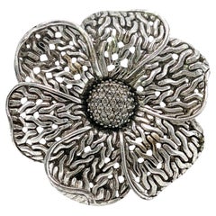 John Hardy Diamond Flower Ring Ayu Frangipani Collection Sterling Silver & 18K