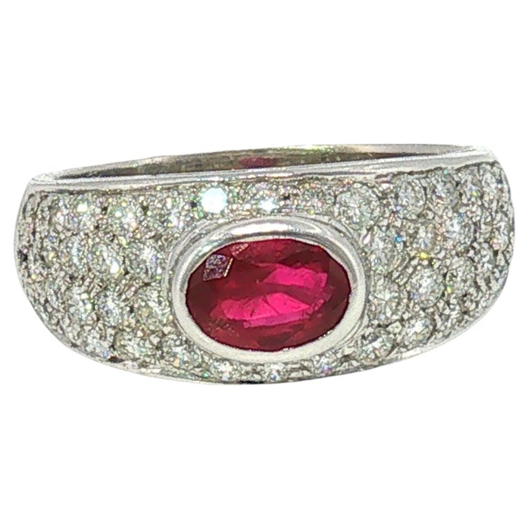Bulgari Ruby Diamond Pavé Ring 18K White Gold