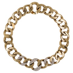 Tiffany & Co. Diamond Curb Link Convertible Necklace Two Bracelets 14K Gold