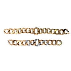 Tiffany & Co. Diamond Curb Link Convertible Necklace Two Bracelets 14K Gold