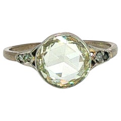 Victorian Rose Cut Diamond Engagement Ring 15K White Gold 1.5ct