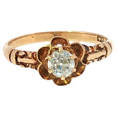 Antique Old European Cut Diamond Engagement Ring Yellow Gold