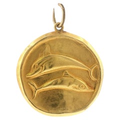 Lalaounis Pisces Zodiac Pendant 18K Yellow Gold Vintage