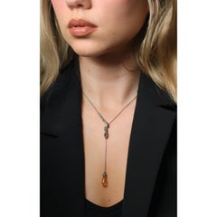 Collar «Diamond Snake Lariat» de John Hardy, ajustable, con remate de citrino y plata de ley