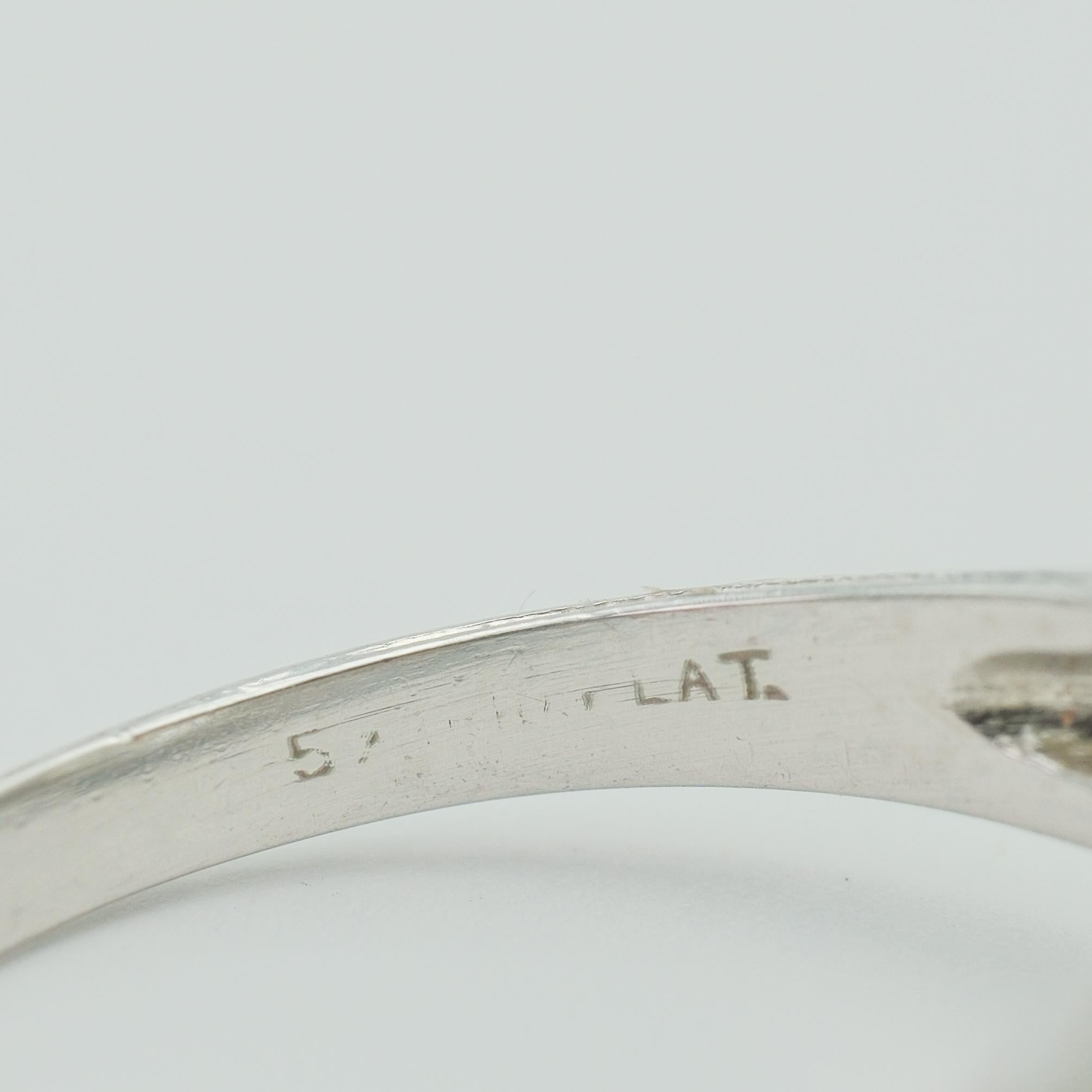 4ct Anillo de Compromiso Art Decó Platino Centro de Diamante talla europea antigua en venta 2