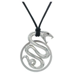 Boucheron French 18 Karat Gold Diamond Snake "Trouble" Large Pendant Necklace
