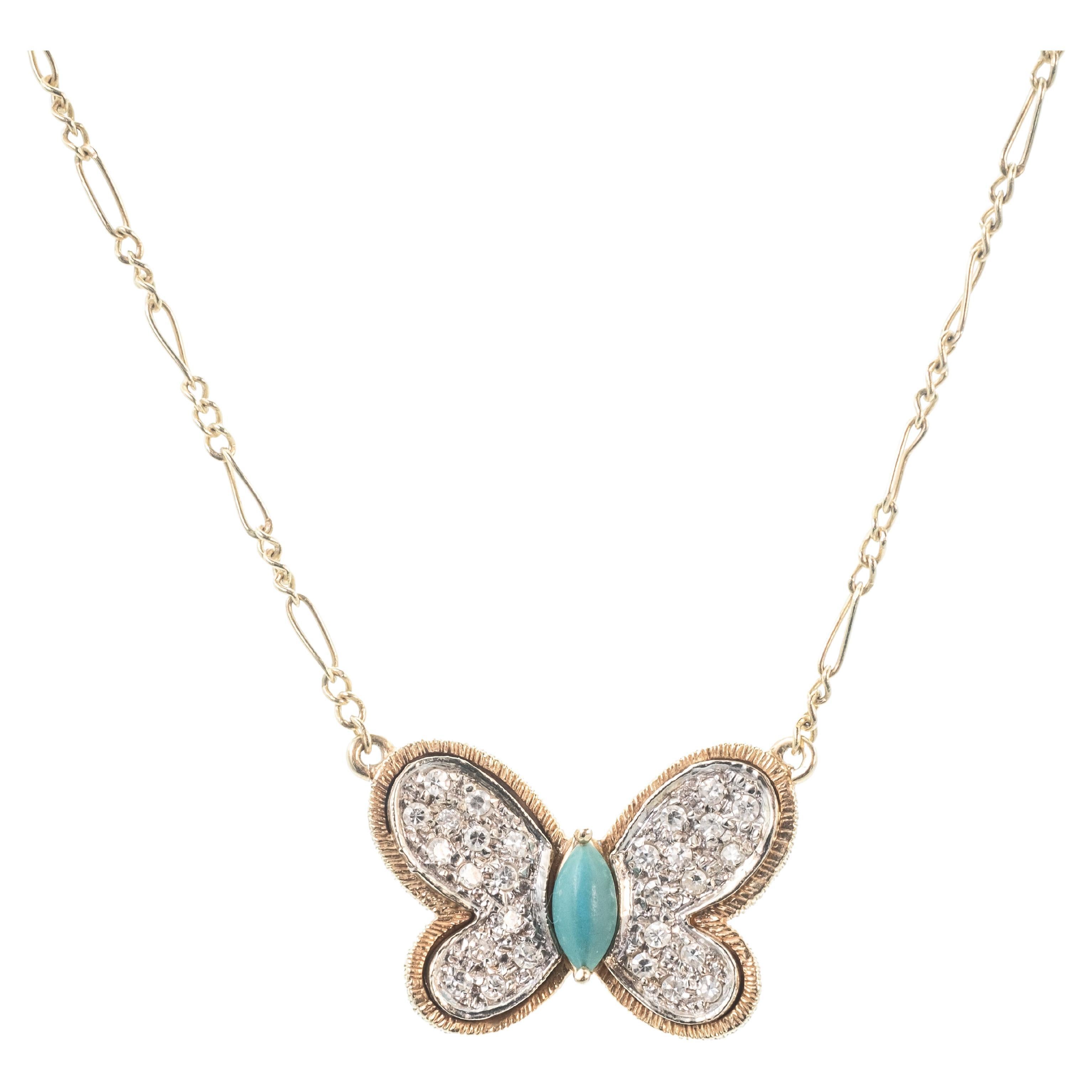 Presenting a vintage Hammerman Brothers butterfly necklace – a true testament to the legacy of the Hammerman Brothers' fine craftsmanship. Set in 14 karat yellow gold, this elegant pendant showcases a delicate butterfly motif. Each wing is adorned