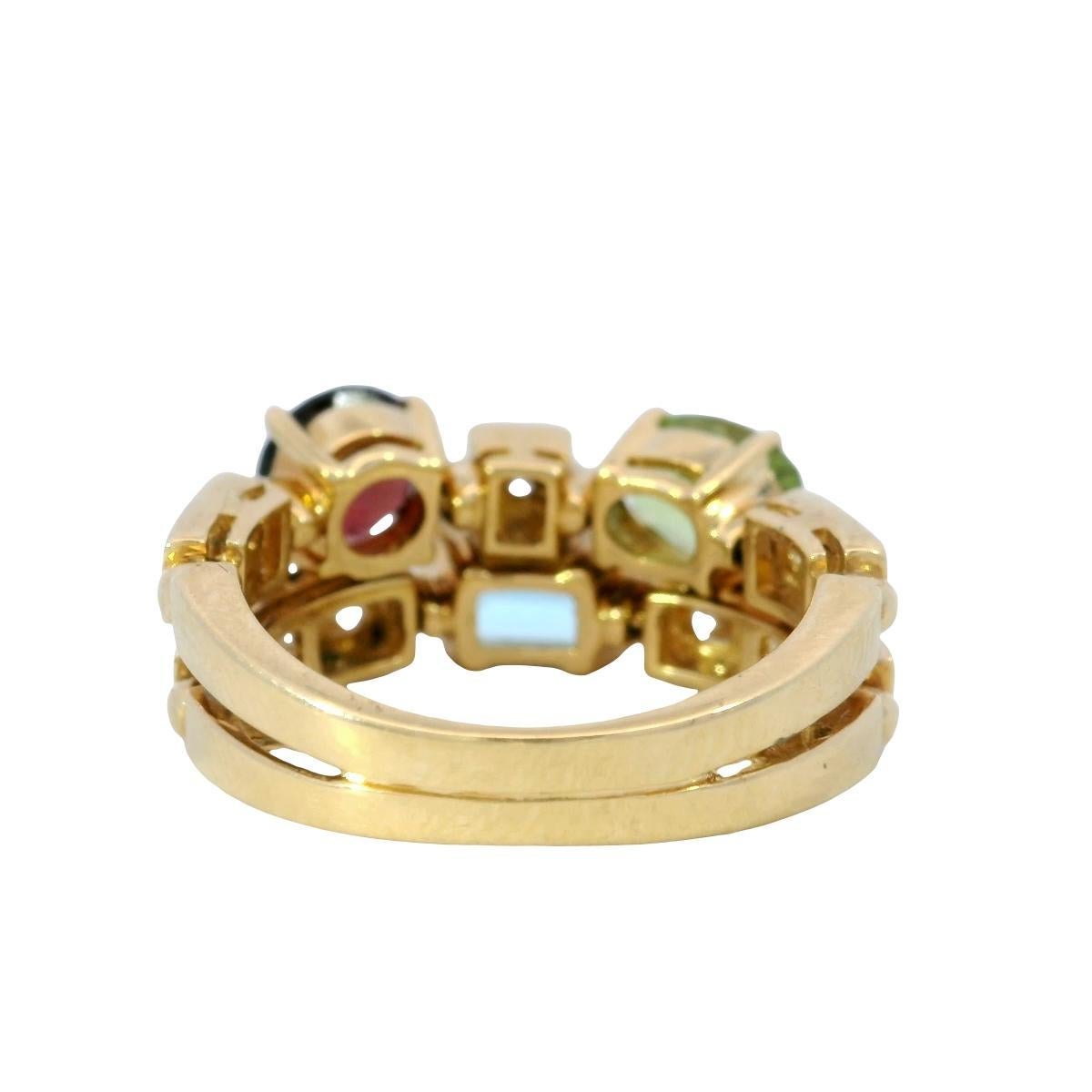 Anello Bulgari Allegra in oro giallo 18 carati con diamanti e pietre preziose a due file In condizioni ottime in vendita a Fairfield, CT