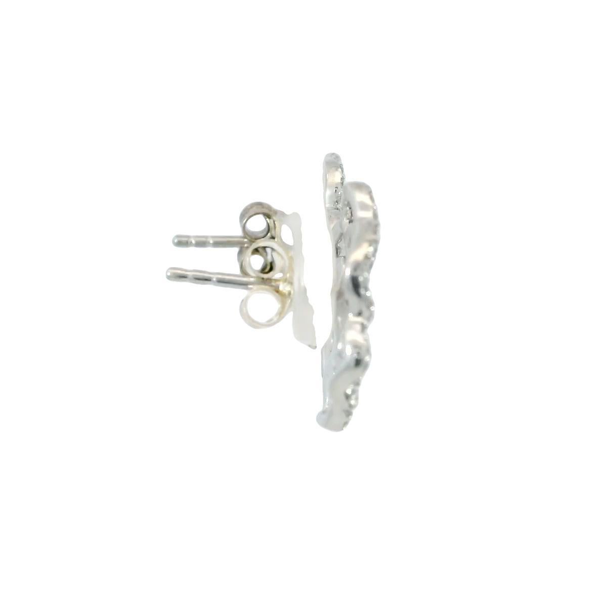 Boucles d'oreilles modernes en or blanc 18K avec fleurs et diamants Pour femmes en vente
