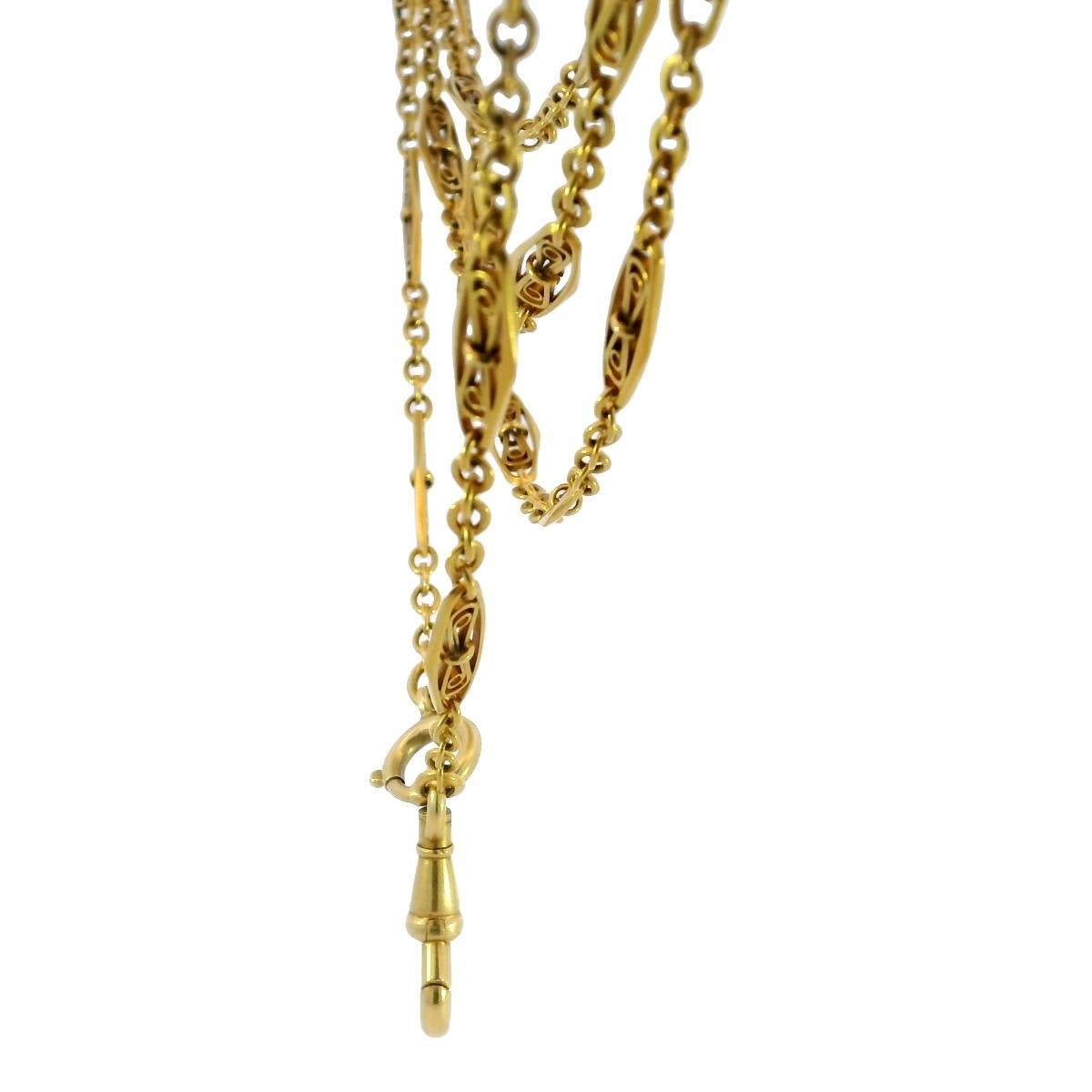Chaîne longue Art Nouveau avec fermoir en or jaune 18K 60