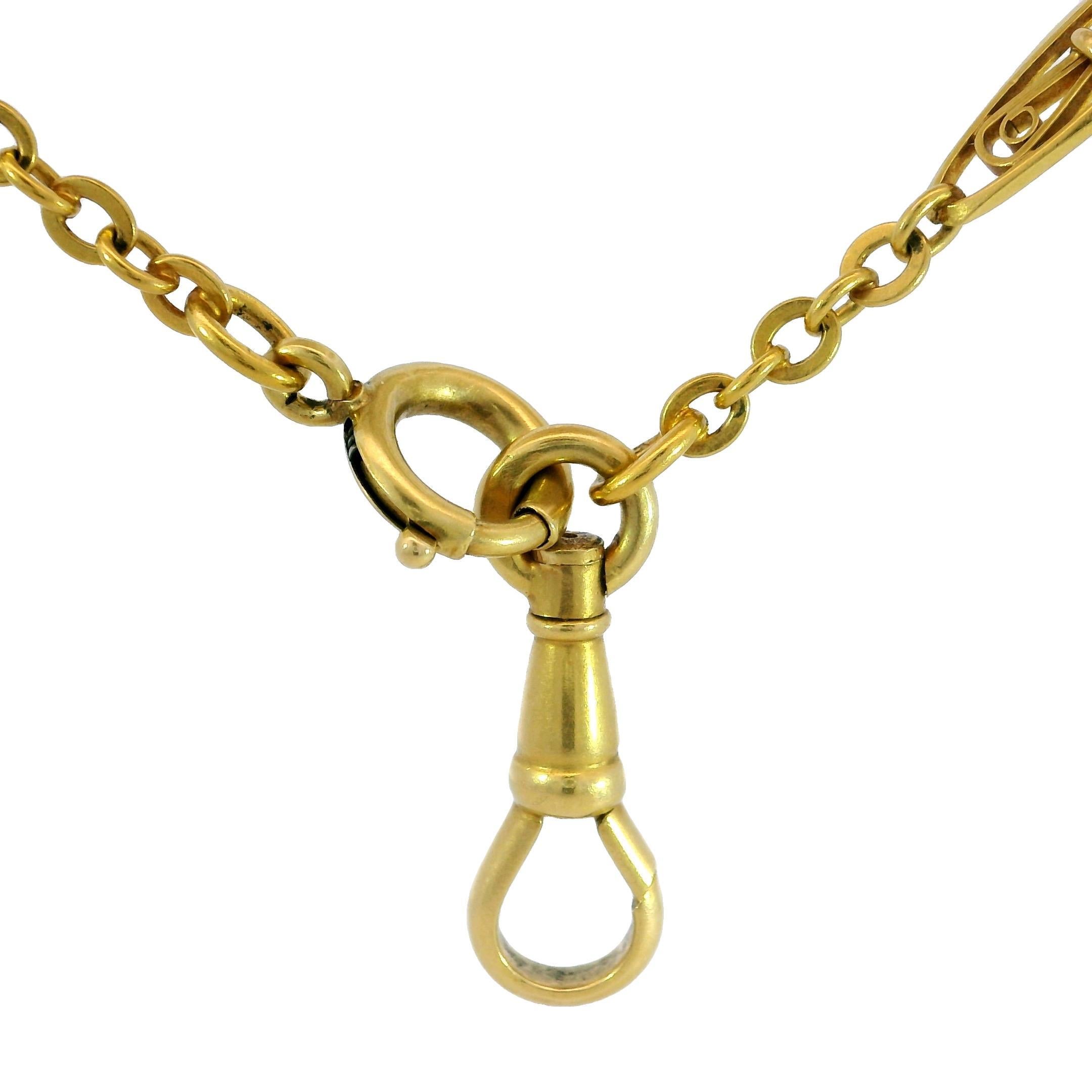 Chaîne longue Art Nouveau avec fermoir en or jaune 18K 60