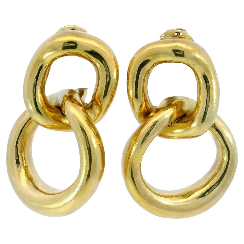 David Webb Boucles d'oreilles à pince double anneau en or jaune 18K