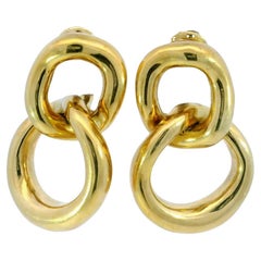 David Webb Doorknocker Earrings Clip Ons Double Hoop 18K Yellow Gold