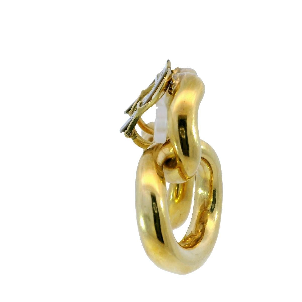 David Webb Boucles d'oreilles à pince double anneau en or jaune 18K Pour femmes en vente