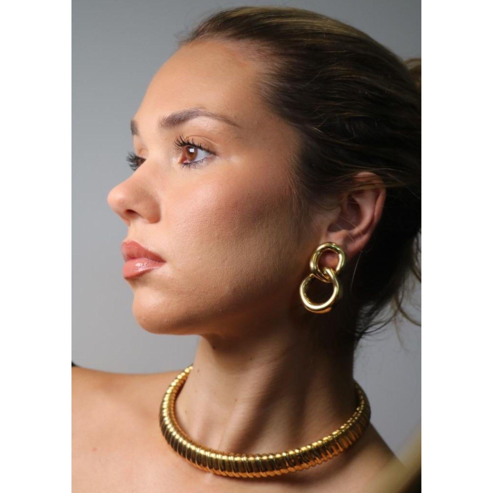 Moderne David Webb Boucles d'oreilles à pince double anneau en or jaune 18K en vente