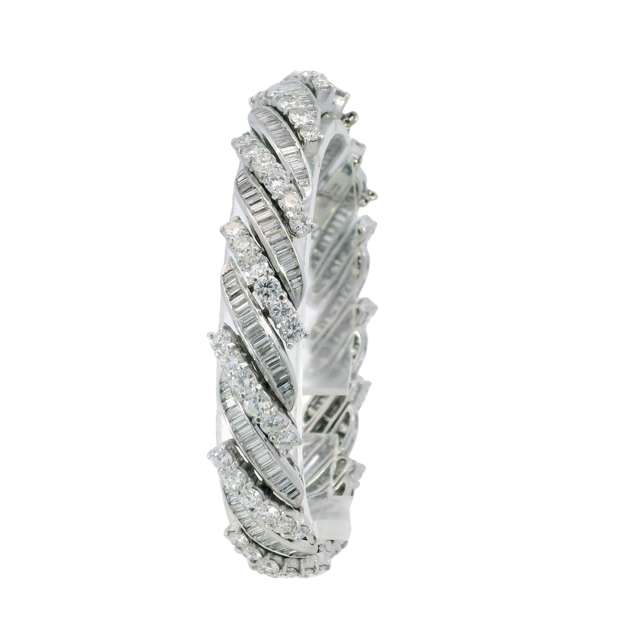 Taglio misto Bracciale in platino con diamanti a spirale Midcentury ~13,56ctw 'Barber Poll' Bracciale 6