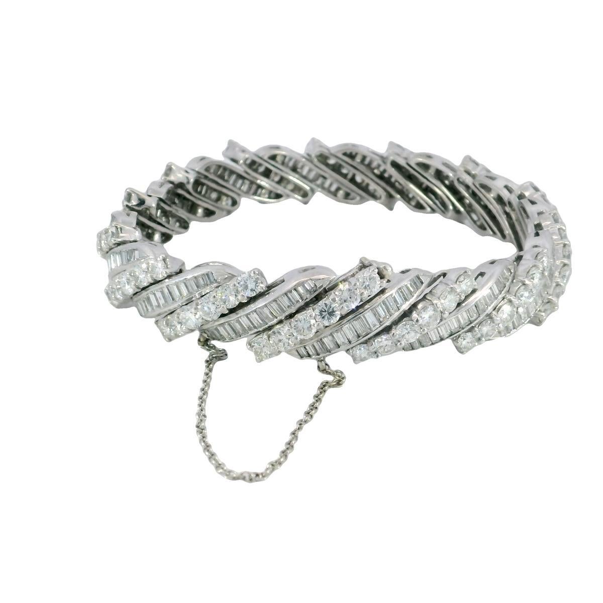 Bracciale in platino con diamanti a spirale Midcentury ~13,56ctw 'Barber Poll' Bracciale 6