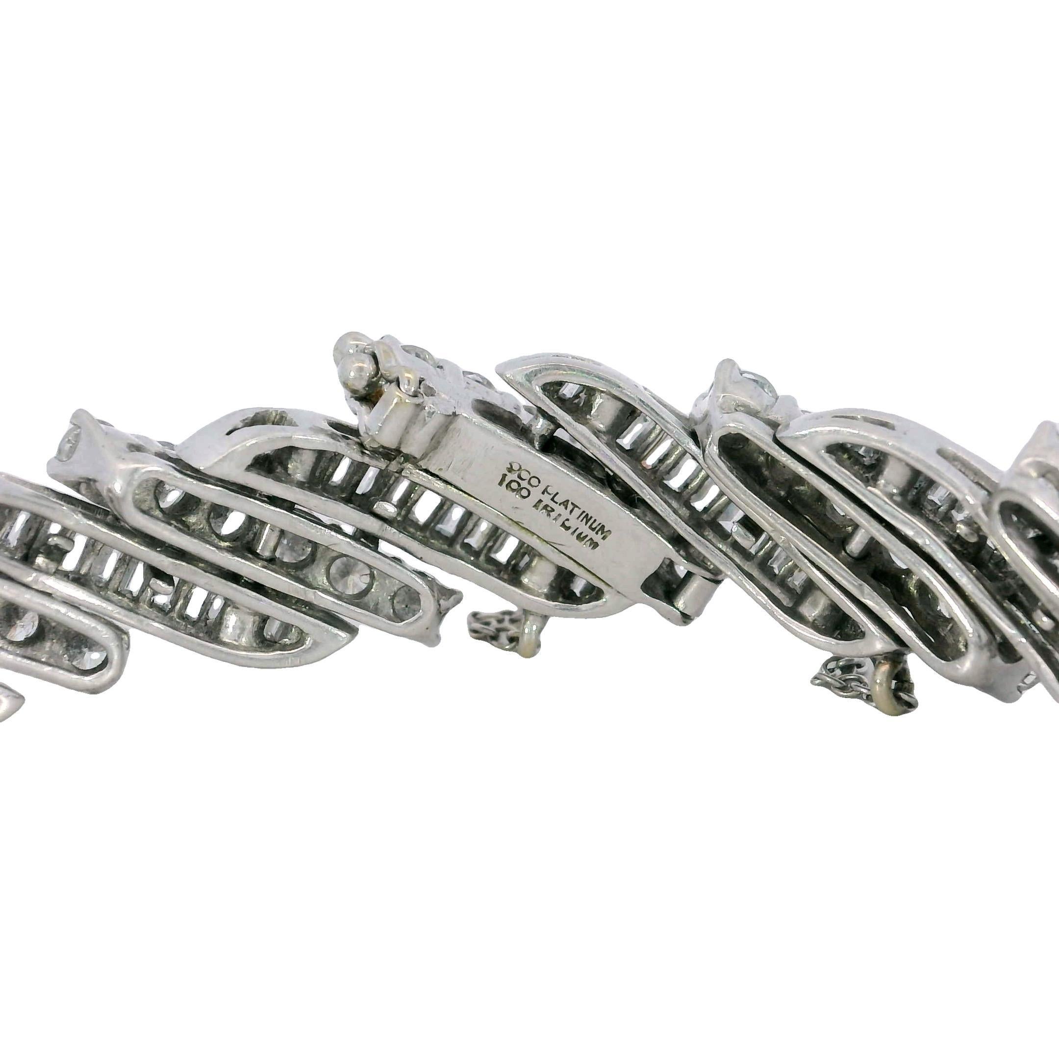 Donna Bracciale in platino con diamanti a spirale Midcentury ~13,56ctw 'Barber Poll' Bracciale 6