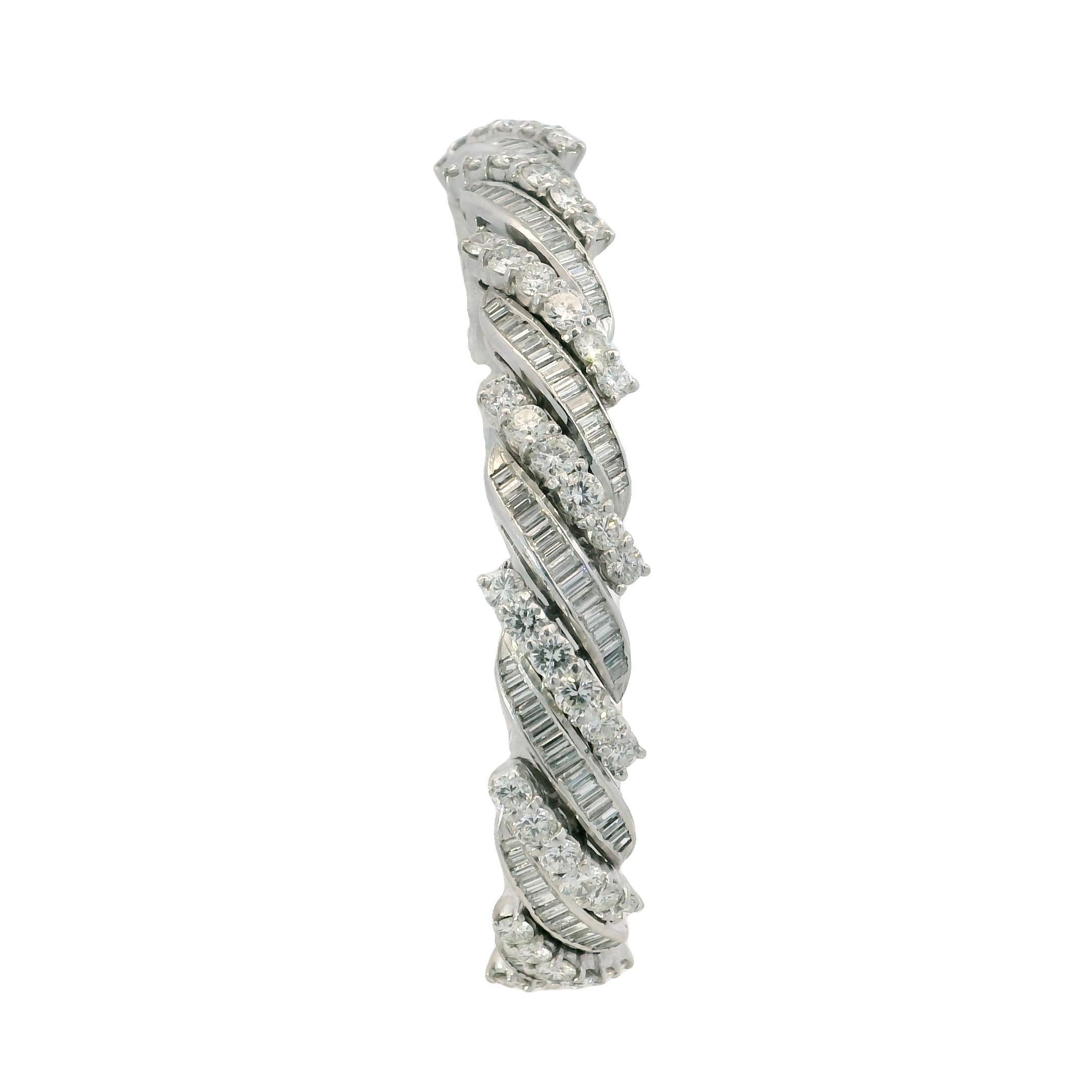 Bracciale in platino con diamanti a spirale Midcentury ~13,56ctw 'Barber Poll' Bracciale 6