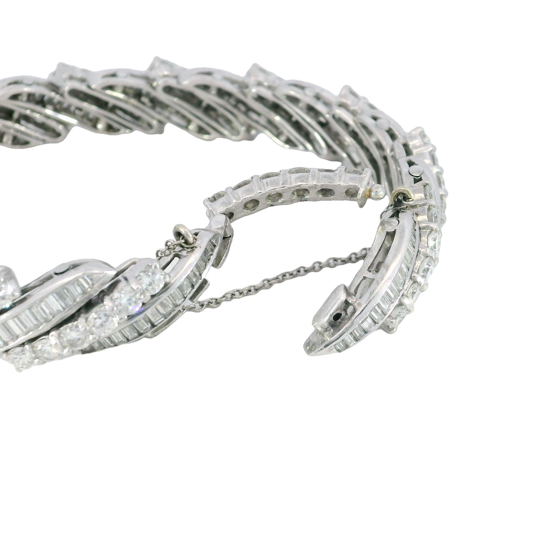 Bracciale in platino con diamanti a spirale Midcentury ~13,56ctw 'Barber Poll' Bracciale 6