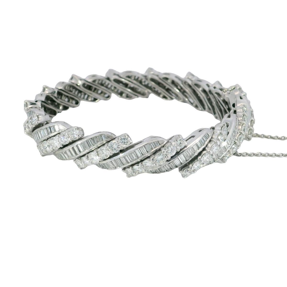 Bracciale in platino con diamanti a spirale Midcentury ~13,56ctw 'Barber Poll' Bracciale 6