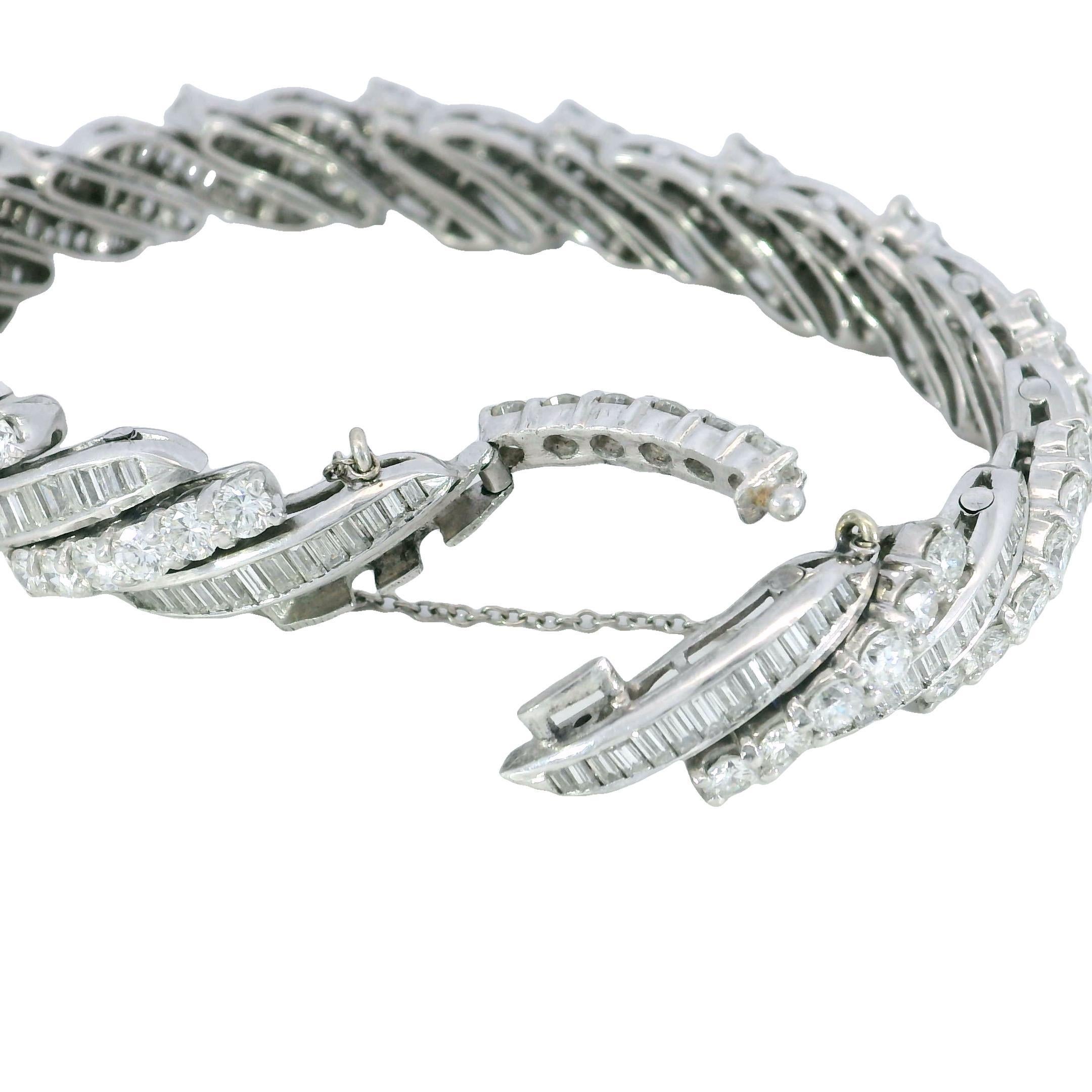 Bracciale in platino con diamanti a spirale Midcentury ~13,56ctw 'Barber Poll' Bracciale 6