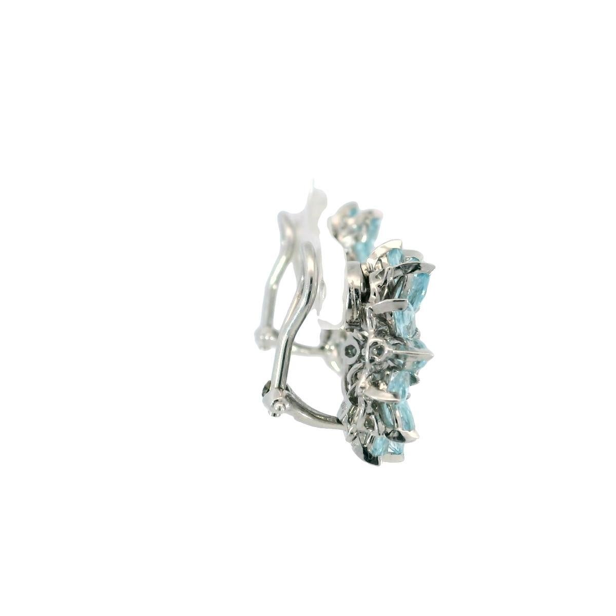 Donna Orecchini di diamanti Asprey Topazio Girasole in oro bianco 18 carati a clip in vendita