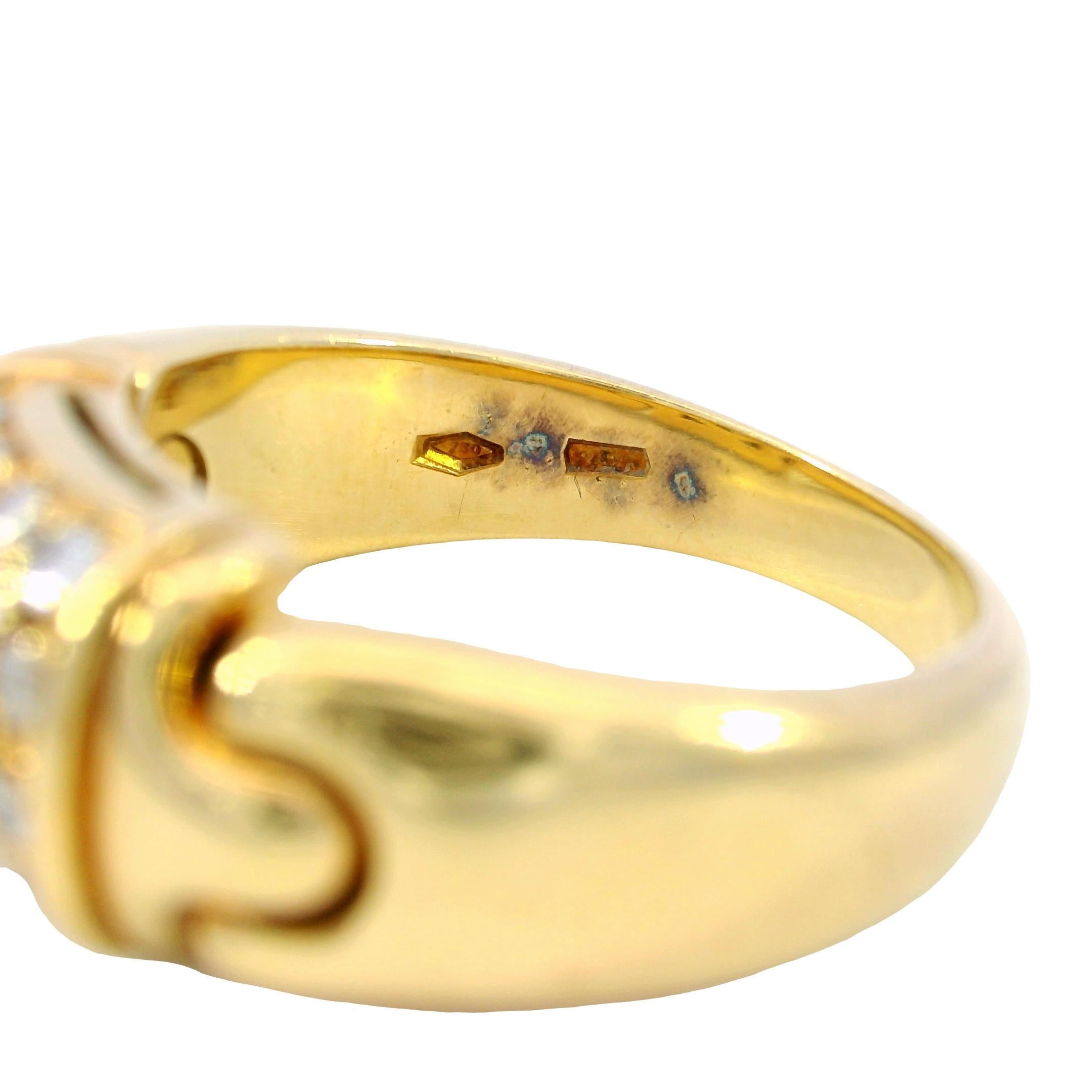 Anello Bulgari Vintage 18 carati con diamanti, taglio smeraldo e centro in oro giallo, misura 6 in vendita 4
