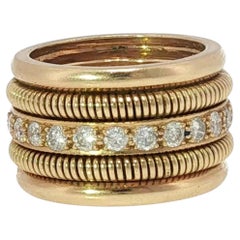 Vintage 18K Diamond Stacker Ring Yellow Gold Size 7 ~1.44ctw