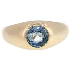 Vintage Sapphire Gypsy Ring 14K Yellow Gold Bezel Set, ~1.40 Carat