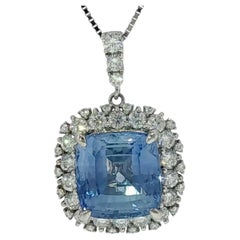 Estate Sapphire Diamond Pendant Necklace Platinum ~8.54ctw 18" Length