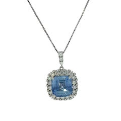 Estate Sapphire Diamond Pendant Necklace Platinum ~8.54ctw 18" Length