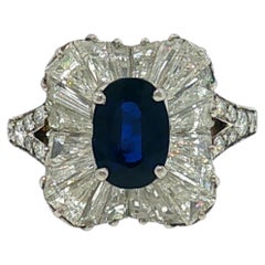 Tiffany & Co. Sapphire Diamond Ring Art Deco Platinum Circa 1940s