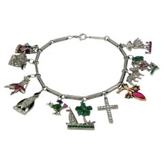 Art Deco Charm Bracelet Platinum True Deco Antique Circa 1920s