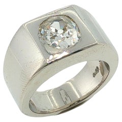 Bulgari Platinum Diamond Ring Old Mine Cut Center Monture Ring