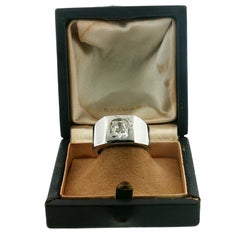 Bulgari Platinum Diamond Ring Old Mine Cut Center Monture Ring