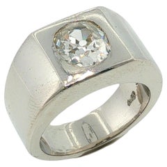 Bulgari Platinum Diamond Ring Old Mine Cut Center Monture Ring