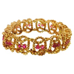 Tiffany & Co. Ruby Rope Twist Bracelet 18K Yellow Gold