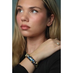 Tiffany & Co Schlumberger Paillonne Blue Enamel Cones Bracelet 18K Yellow Gold