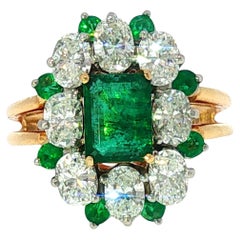 Bague Oscar Heyman avec émeraude et diamants, en or jaune 18 carats et platine