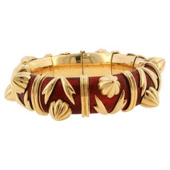 Tiffany Schlumberger Paris Paillonné Enamel Bangle Bracelet in 18K Yellow Gold