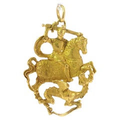 Bulgari St. George Dragon Pendant 18K Yellow Gold