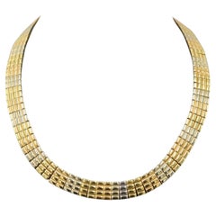 Van Cleef & Arpels 18K Tri-Color Brick Gold Collar Necklace Yellow Gold