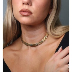 Van Cleef & Arpels 18K Tri-Color Brick Gold Collar Necklace Yellow Gold