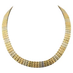 Van Cleef & Arpels 18K Tri-Color Brick Gold Collar Necklace Yellow Gold