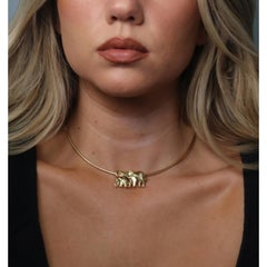 Cartier Elephant and Calf Necklace Emerald Eye 18K YG Gubelin Wire Collar