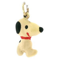 Vintage Snoopy Charm Pendant in 14K Yellow Gold Italy Made
