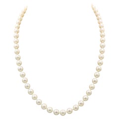 Mikimoto Akoya Cultured Pearl Necklace 18K Yellow Gold 8mm 20 Inches