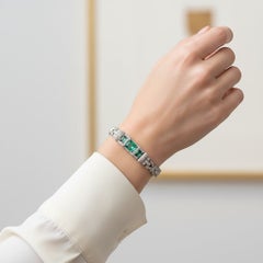 Bracciale Art Déco in platino, smeraldo colombiano da 2,34 e diamanti, 1920