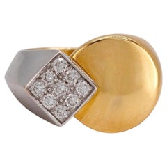 Bague cachet vintage Fred Paris en or 18 carats — Pavé de diamants Signé et numéroté, tirage